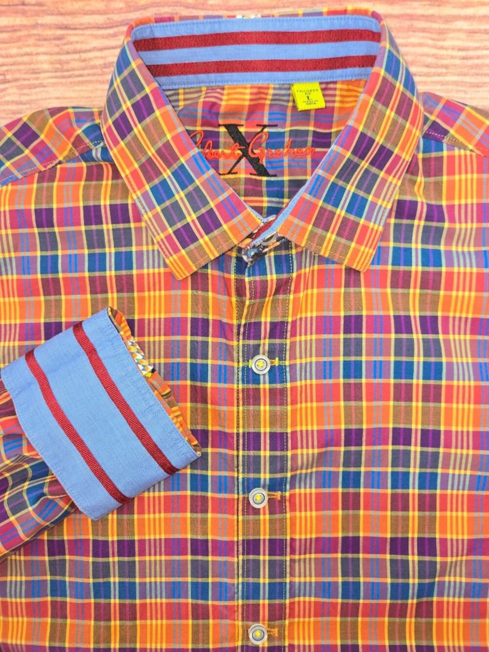 Robert Graham X Mens Tailored Fit Orange Shirt Large